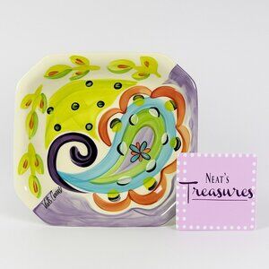 Vicki Carroll Pottery MAGNOLIA LANE Motif Dot Line Signed Octagonal Serving Bowl